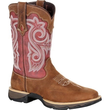 Durango Women's Western Boot, 9 M, Leather, 10 in H, Briar Brown/Rusty Red DRD0349